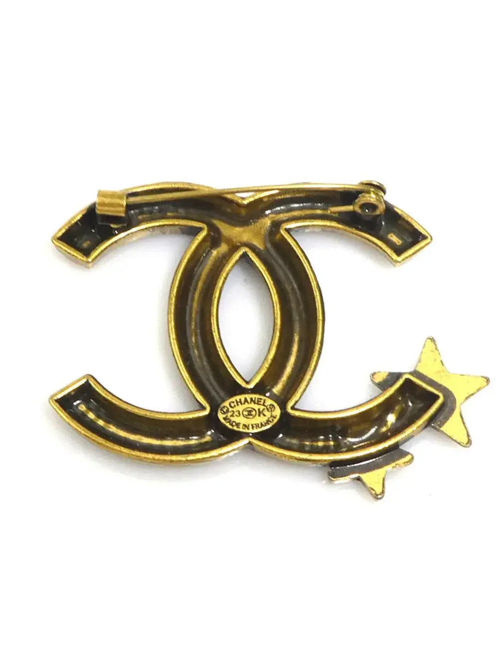 Chanel Cc Logo Brooch Gold-Tone Metal #250167C68B